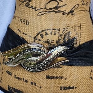 Vintage  Black Artisan‎ leather belt S/M